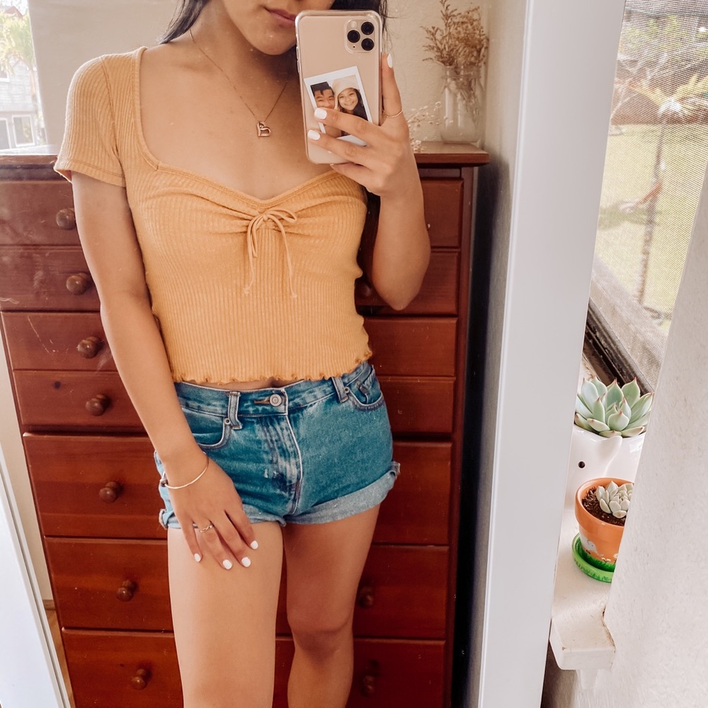 Abercrombie & Fitch Mustard Crop Top